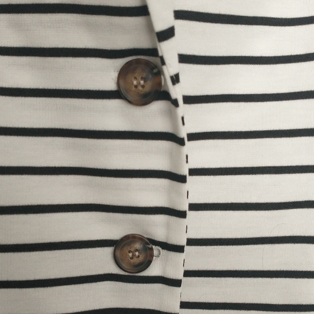 Allegra K White and Black Striped Blazer - Picture 3 of 6